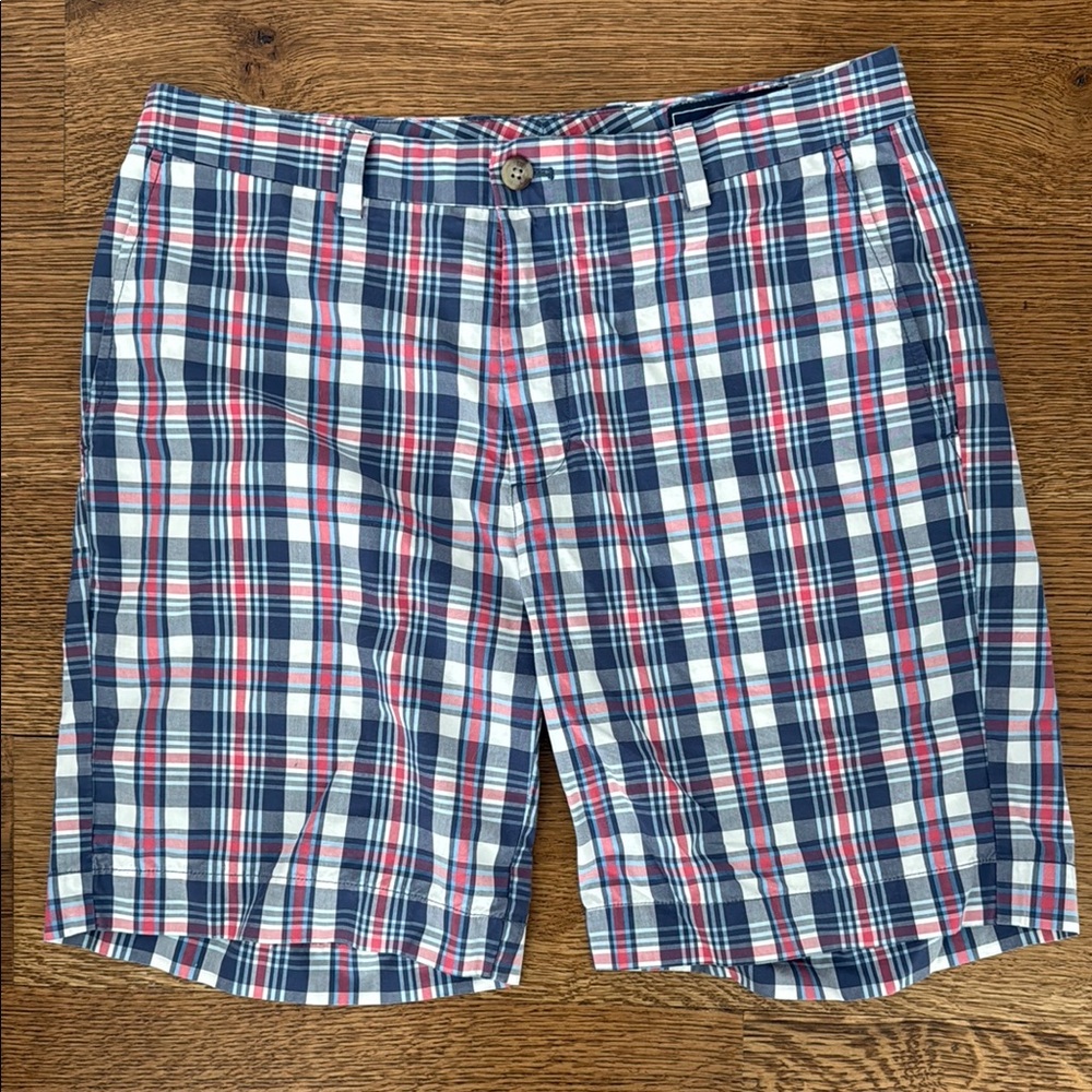 Vineyard Vines Men's Plaid Shorts - Blue, Red, and White